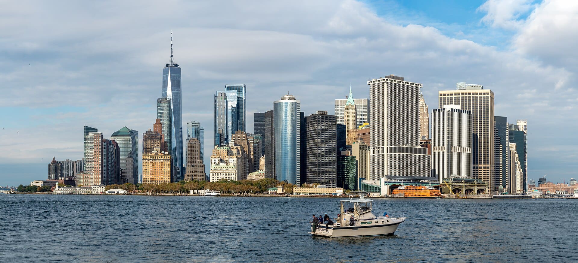 Lower Manhattan skyline across New York Harbor